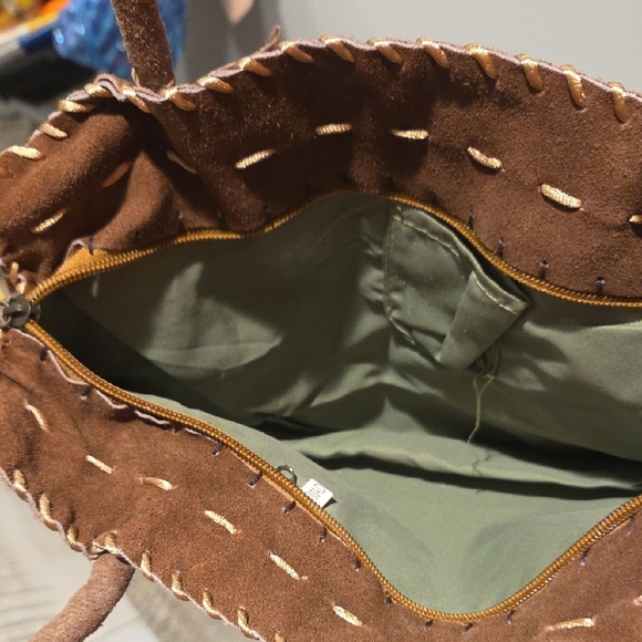 Vintage Brown Suede Shoulder Bag - Picture 7 of 7